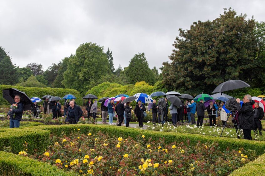 Crowds gathered to take part in the service.