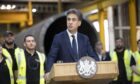 Energy Secretary Ed Miliband delivers a speech on clean energy during a visit to Hutchinson Engineering in Widnes, Cheshire, with Prime Minister Sir Keir Starmer.