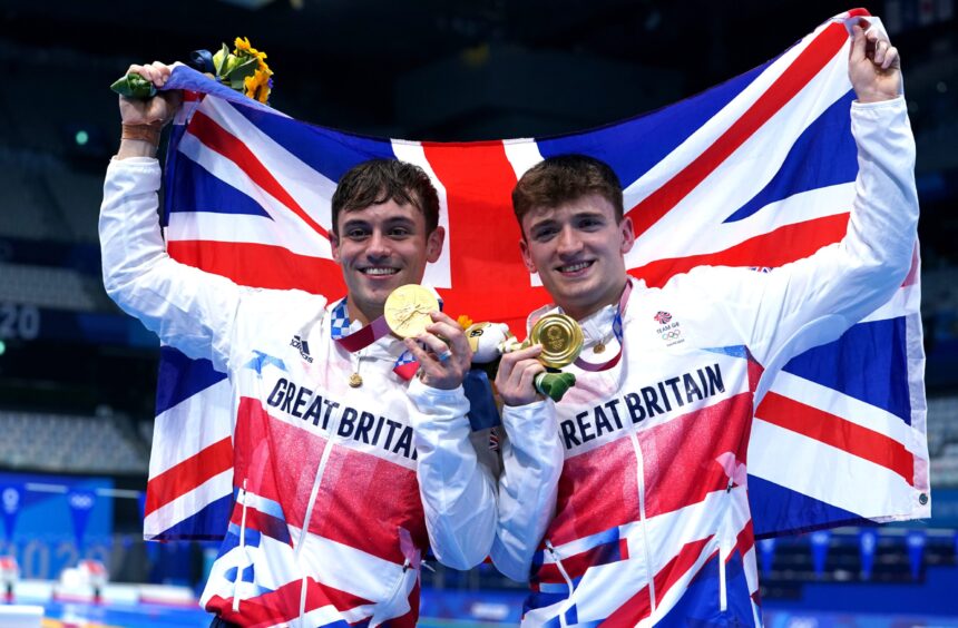 Tom Daley (left) and Matty Lee, part of Team GB at the Tokyo Olympics in 2021. Credit: Adam Davy/PA Wire.