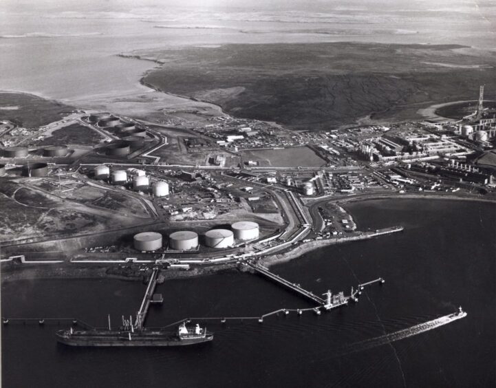 Sullom Voe oil terminal looking North-east