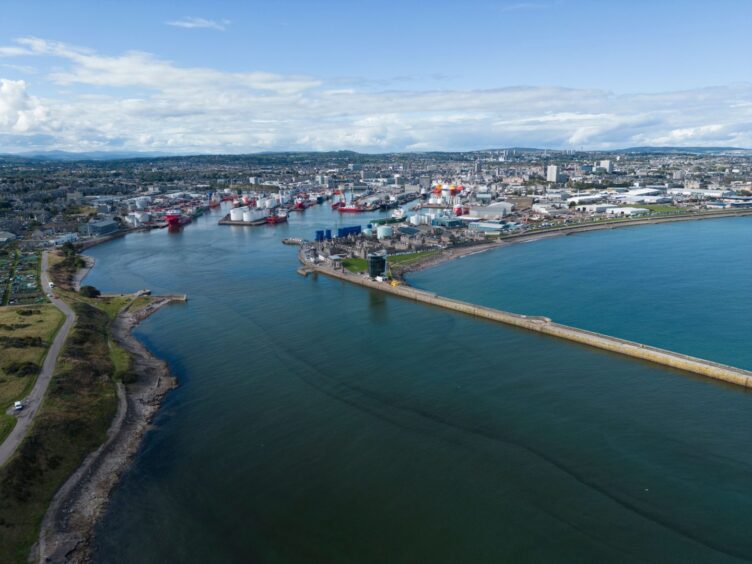 Aerial view of Aberdeen Harbour.