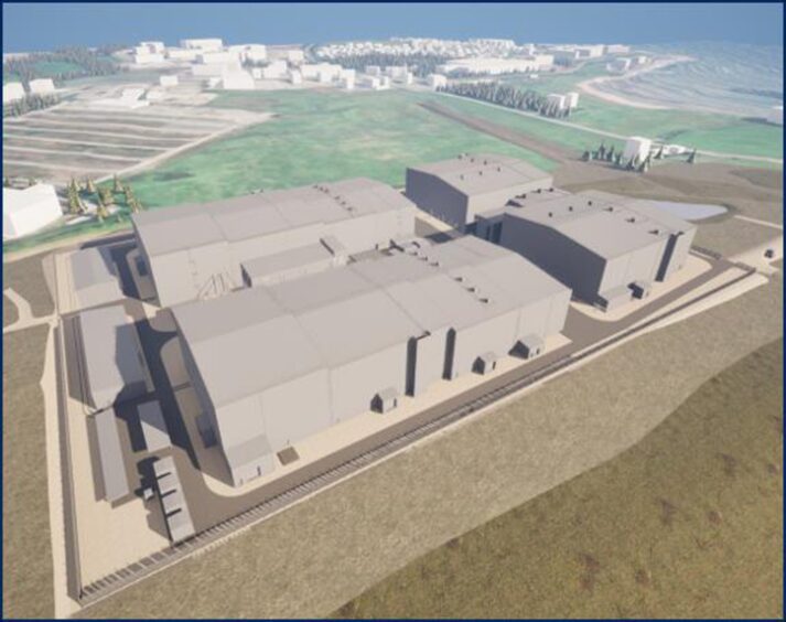 A concept image of a proposed converter station at Peterhead as part of the Eastern Green Link 2 project.