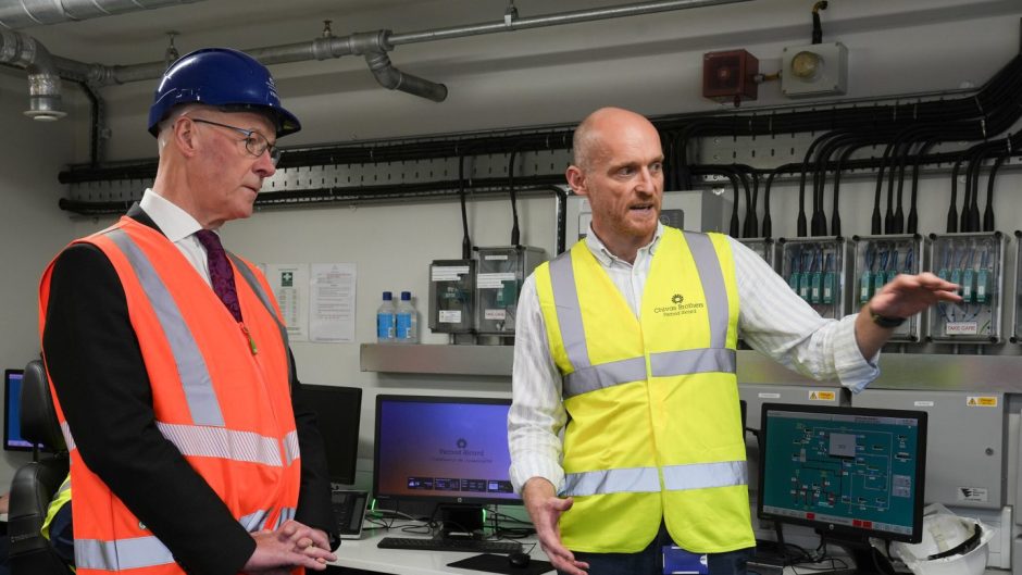 Scottish First Minister John Swinney (left) visits the Chivas Brothers Strathclyde Distillery in Glasgow to announce funding for decarbonisation projects.