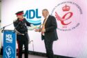 Lord-Lieutenant for Aberdeenshire Alexander (Sandy) Manson presents Derek Smith CEO of Maritime Developments ltd (MDL) with with a King?s Award for Enterprise in the International Trade