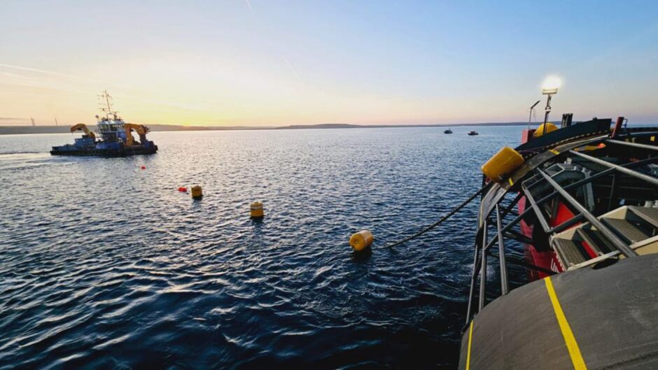 Cable laying for the Greenlink interconnector between the UK and Ireland.