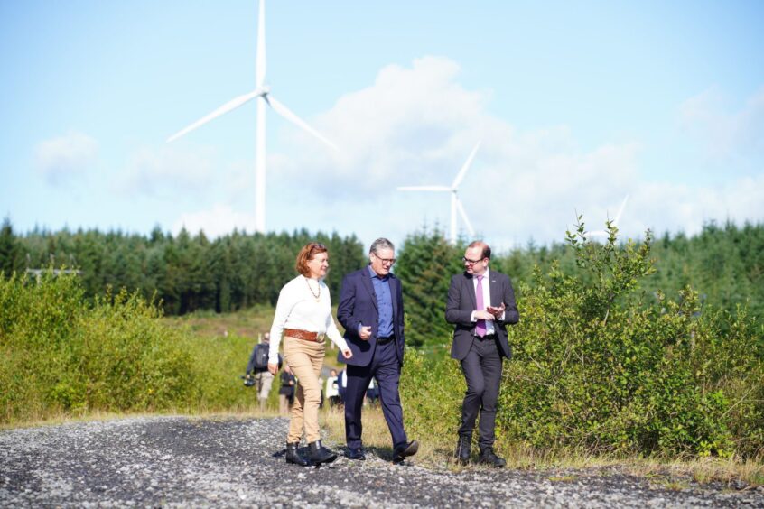 Prime Minister Sir Keir Starmer and First Minister of Wales Eluned Morgan during a visit to a wind farm in South Wales on Tuesday 20 August, 2024.