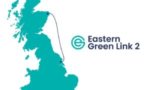 A map showing the route of the Eastern Green Link 2 subsea cable.