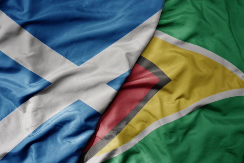 Scottish and Guyanese flags