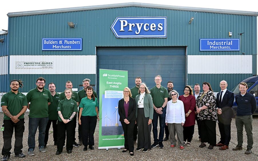 ScottishPower staff outside its new offshore wind base in Lowestoft.