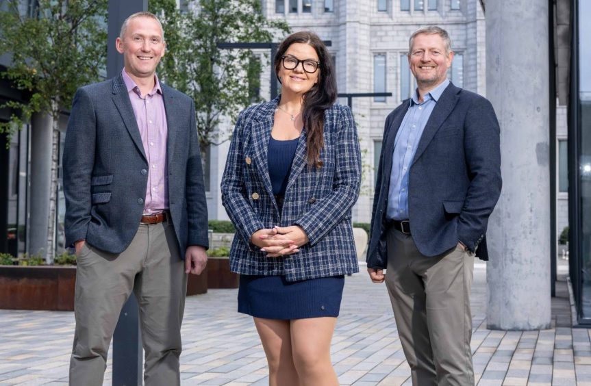 From left, Chris Collie of Zenith Energy. Kirstie Langan of PDi and Sandy Fettes of Hogarth Energy.