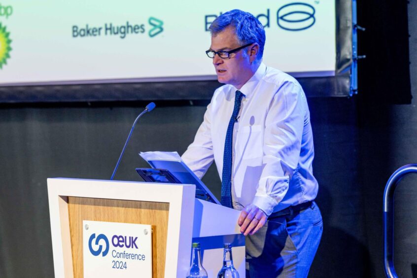 Offshore Energies UK chief executive David Whitehouse speaking at the P&J Live in Aberdeen during the 2024 OEUK Conference.