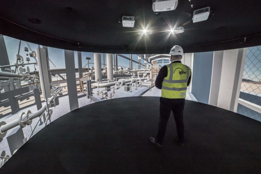 an engineer uses an igloo virtual reality space