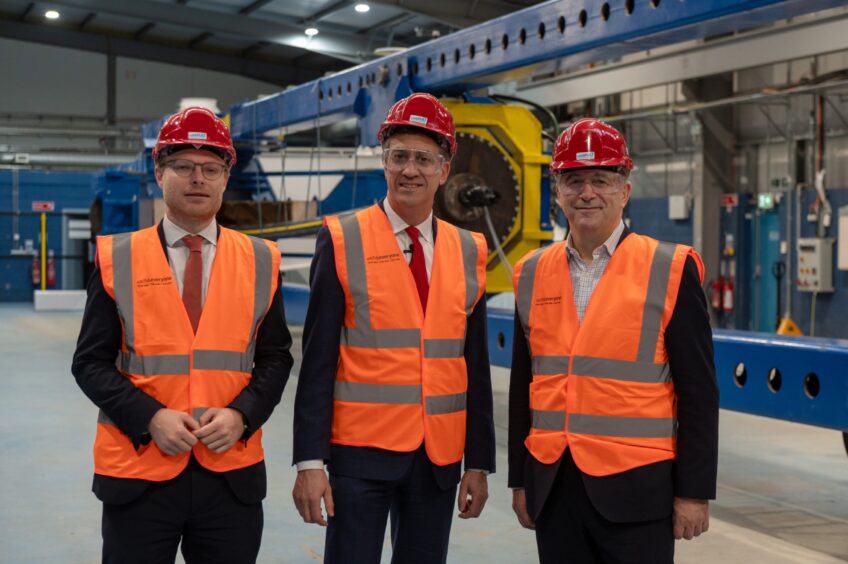 Picture of (L-R) Michael Shanks (energy minister), Ed Miliband secretary of state for energy security and net zero, Juergen Maier (chair of great British energy).