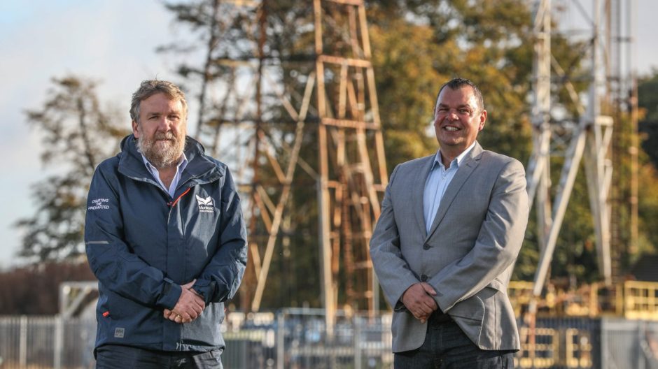 Tom Hutchison, chief executive of Montrose Port Authority, with the owner of Equipco Investments Ltd, Mark Stephen.