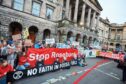 StopRosebank campaigners hosted a rally on the streets of Edinburgh on 12/11/2024. Picture shows; Rosebank protests.