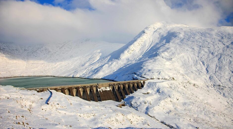 The Cruachan dam in Scotland, the site of a planned pumped storage hydropower extension.