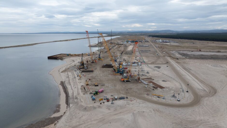 Work building the quay walls at Ardersier Port