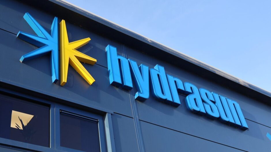 Hydrasun logo on its office in Cambuslang