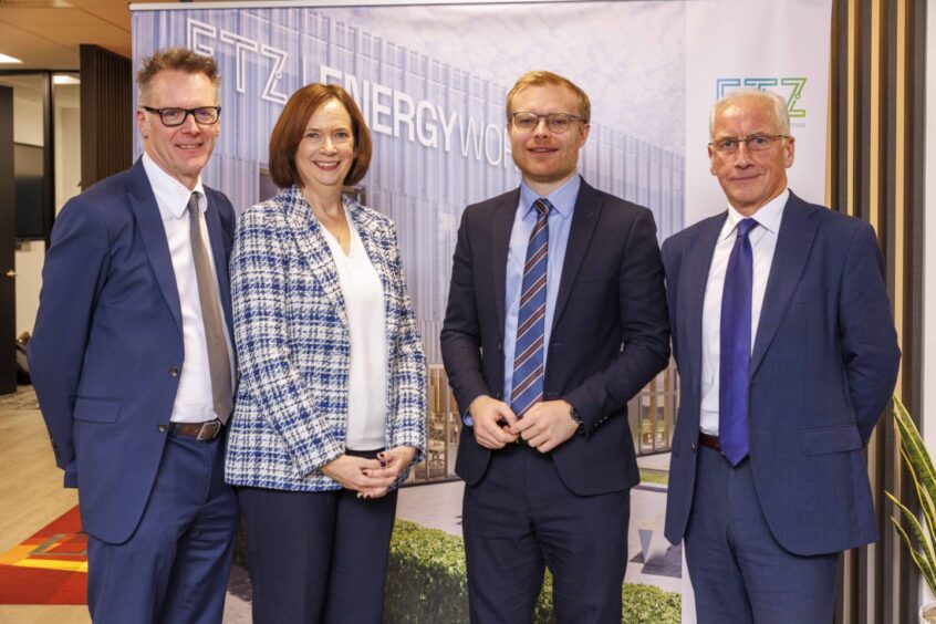 Energy minister Michael Shanks posing with other stakeholders in the ETZ EnergyWorks project.