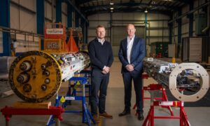 To go with story by Erikka Askeland. Proserv and Verlume agree collaboration on efficient subsea power delivery solutions Picture shows; Richard Knox, CEO of Verlume and Davis Larssen, CEO of Proserv. Aberdeen. Supplied by Jonathan Addie/ Verlume Date; 26/11/2024