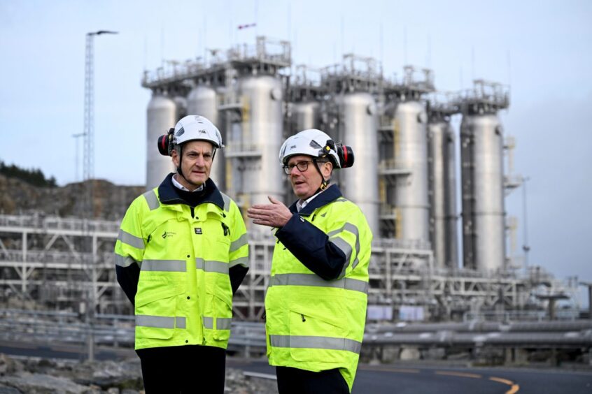 Prime Minister Sir Keir Starmer and Norwegian Prime Minister Jonas Gahr Store tour the Northern Lights CCUS Plant CO2 transport and storage facility in Bergen, during a trip to Norway. Image: Leon Neal/PA Wire