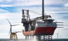 Wind turbines being installed at the Beatrice offshore wind farm.