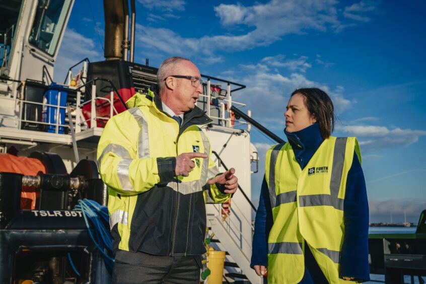 Forth Ports chief executive Stuart Wallace and deputy first minister Kate Forbes.