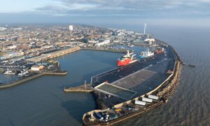 Aerial view of Lowestoft port