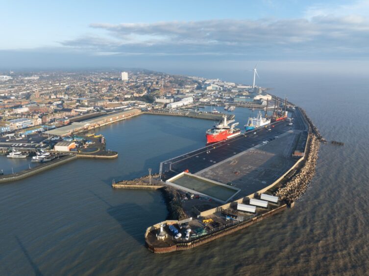 Aerial view of Lowestoft port