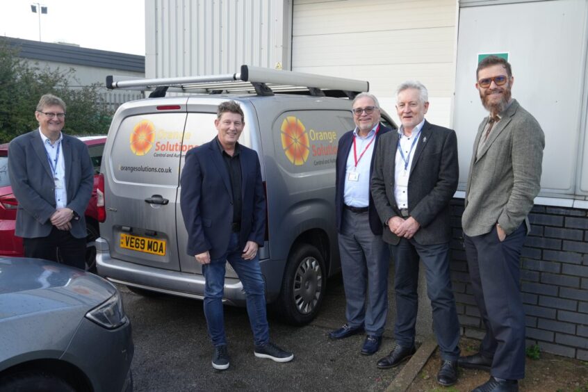 Left to right: Chris Burke (manging director, Morson Projects), Tony Hynes (managing director, Orange Solutions), Ged Mason (CEO of Morson Group), Paul Ward (associate director, Ematics), and Gareth Beck (director, Morson Projects).