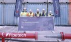 The Pipetech team alongside the DSR - (L to R) Håvard Nicolaysen, Project Manager ; Stewart Mcintosh, DSR Project Manager; Leonard Hamill, Operations Director; Gavin Booth, Business Development Manager; Kerri G