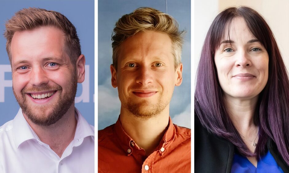 Left to right: Scottish Renewables directors Finley Becks-Phelps, Alwyn Poulter andSarah McIntosh.