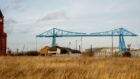 ; Cranes overlooking an industrial site in Teesside Image: NZT Power.