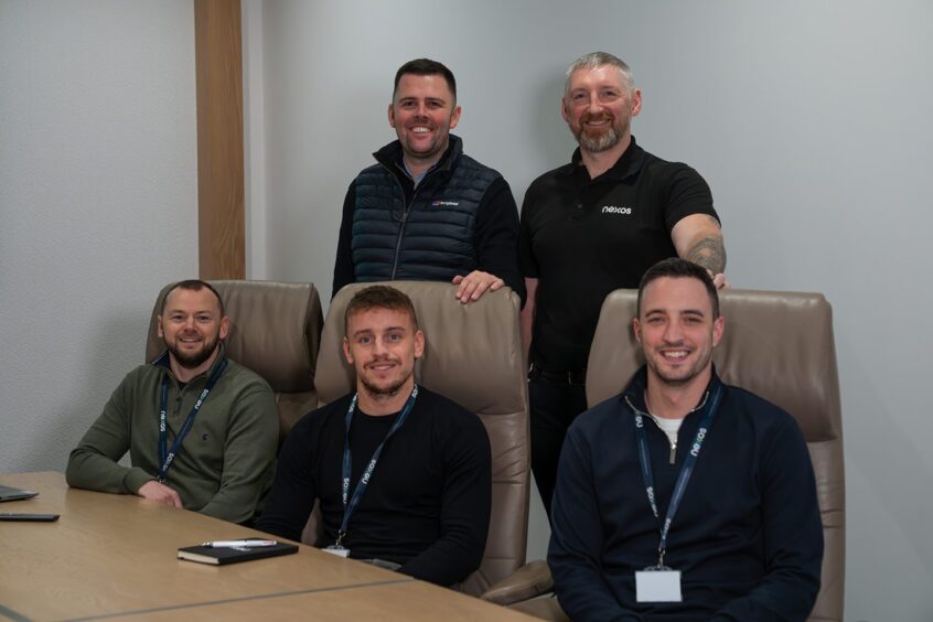 Nexos HVAC team. Back row (L-R): Lee Youngson, Kevin Mackie.
Front row (L-R): Craig Mathieson, William Mathers, Greg Smith.