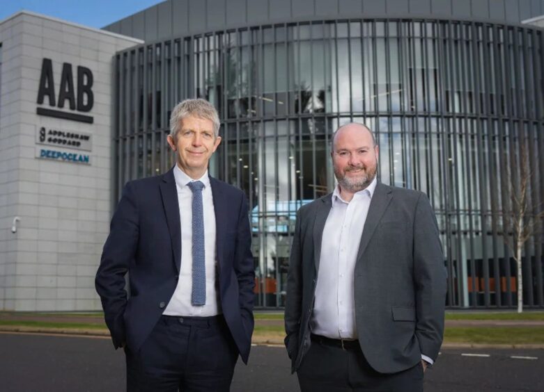 Left, AAB head of office in Aberdeen Derek Mair and his predecessor Graeme Allan.