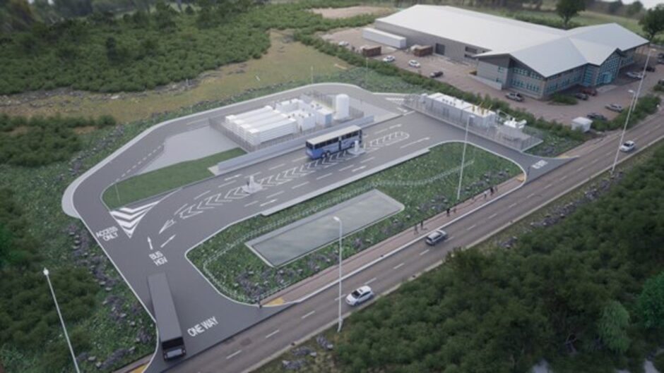 Artist impression of BP Aberdeen Hydrogen Hub. Supplied by Hydrasun.