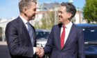 Norway's Energy Minister Terje Aasland (L) meets with British Energy Secretary Ed Miliband (R) at the government's representative facilities in Oslo, Norway, 07 May 2025. Image: Heiko Junge/EPA-EFE/Shutterstock