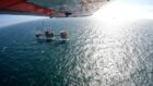 A Flylogix drone approaches the Cygnus A platform in the UK North Sea.
