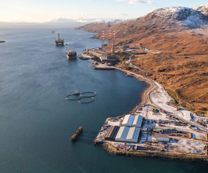 An aerial view of Kishorn Port.