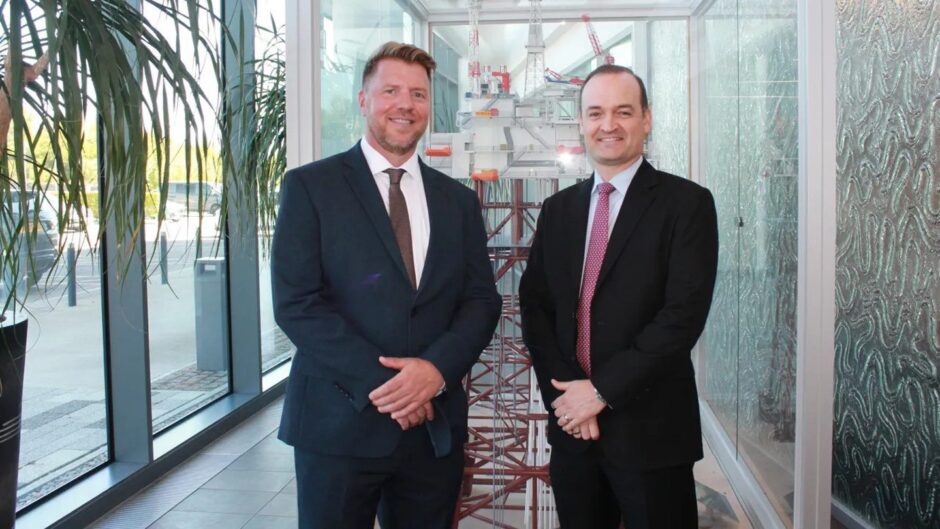 From left, Apache vice-president for decommissioning Donald Martin and senior vice-president for international assets Greg McDaniel. 