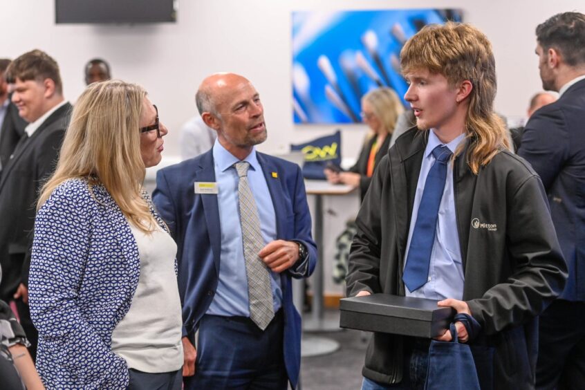 Gillian Martin chats to students at Nescol. 