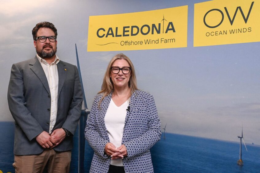 Energy Secretary Gillian Martin and Ocean Winds director Mark Baxter at NESCol Aberdeen as part of a pre-apprenticeship scheme to address the skill gap in welders and fabricators for offshore wind sector.