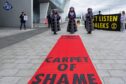 Extinction Rebellion Scotland protestors dressed as Daleks at the OEUK Conference 2025.