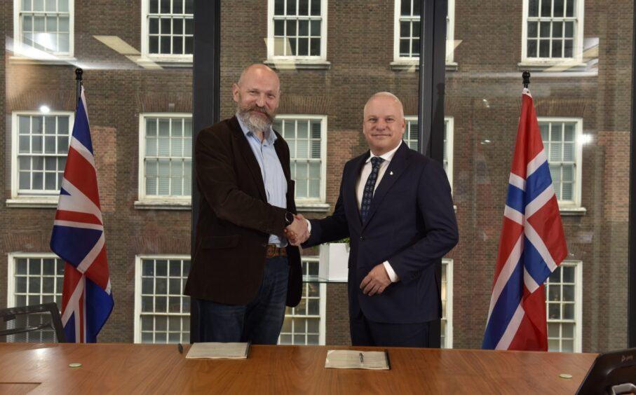 To go with story by Jessica Davies. Centrica, Equinor strike ?20bn gas supply deal Picture shows; Centrica group chief executive Chris O'Shea and Equinor CEO Anders Opedal. Unknown. Supplied by Centrica Date; Unknown