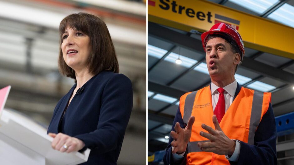 Chancellor Rachel Reeves (L) and UK energy secretary Ed Miliband (R).