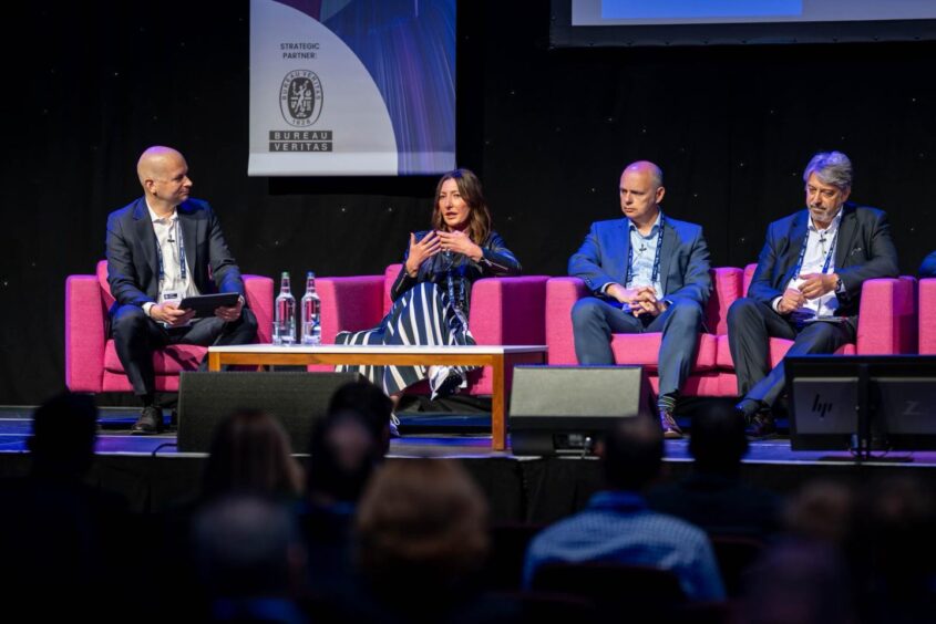 Energy Exports Conference 2025: (LtoR) Stephan Ciniselli (Bureau Veritas), Donna Sutherland (Veri Energy), Keith Anderson (Wood), and Luca Corradi (NZTC).