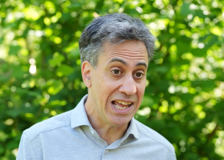 Energy Security and Net Zero Secretary Ed Miliband during a visit to the Ock and Thame Farmers floodplain restoration project, in South Hinksey, Oxfordshire, ahead of the State of the Climate report. Image: Jonathan Brady/PA Wire.
