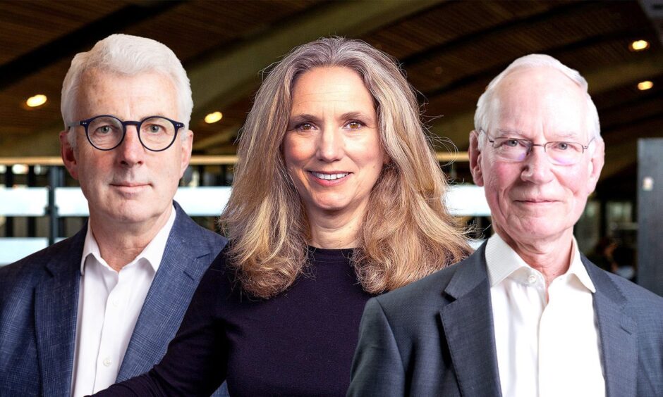 From left, Science and Technology Advisory Council members Julian Allwood, Emily Shuckburgh, and David Newbery. 