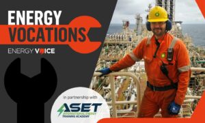 A graphic showing BP's Colin Ross next to the Energy Vocations logo.