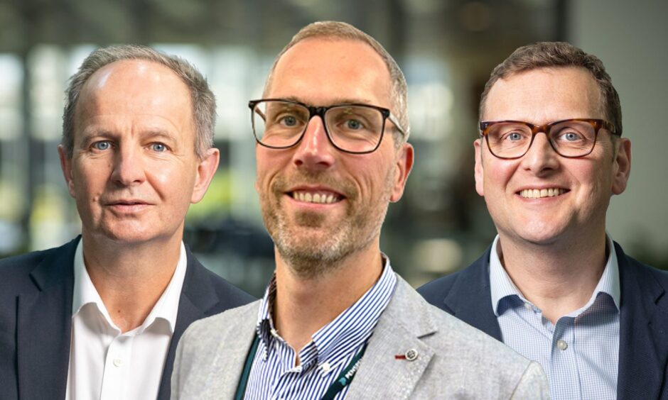 From left, Penspen chief financial officer Graeme Maude, director of asset integrity Chris Wood, and manager of proposals Tim Sell. 
